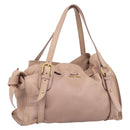 Miu Miu Tote Bag Leather Beige Gold Auth 196841V-1