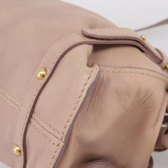 Miu Miu Tote Bag Leather Beige Gold Auth 196841V