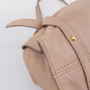 Miu Miu Tote Bag Leather Beige Gold Auth 196841V-12