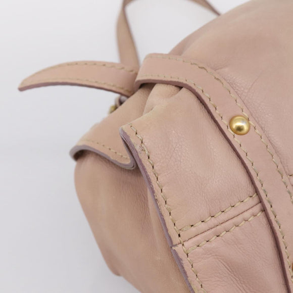 Miu Miu Tote Bag Leather Beige Gold Auth 196841V