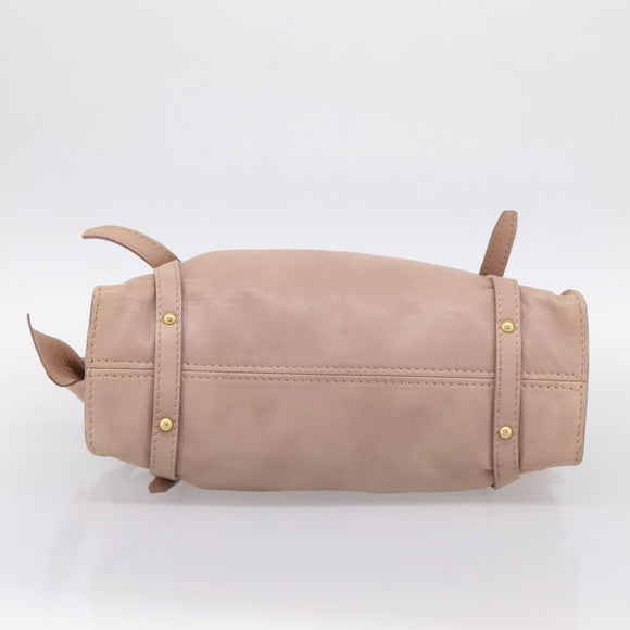 Miu Miu Tote Bag Leather Beige Gold Auth 196841V
