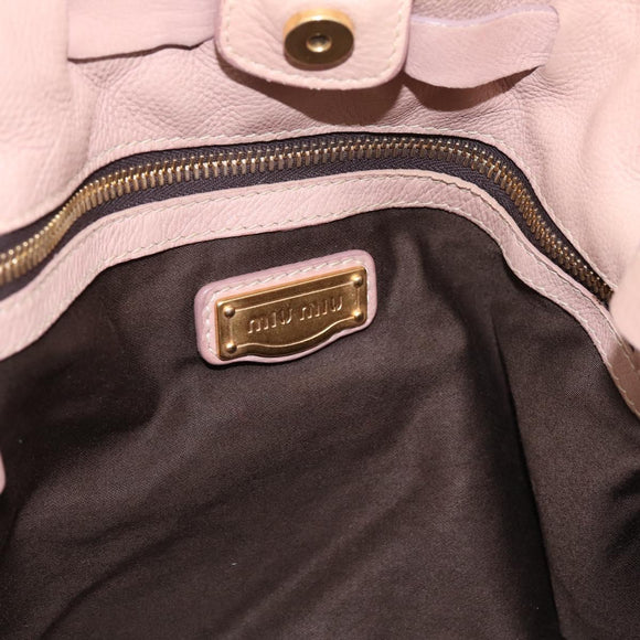 Miu Miu Tote Bag Leather Beige Gold Auth 196841V