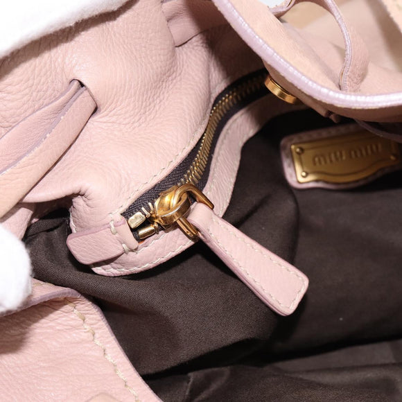 Miu Miu Tote Bag Leather Beige Gold Auth 196841V