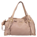 Miu Miu Tote Bag Leather Beige Gold Auth 196841V-2