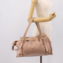 Miu Miu Tote Bag Leather Beige Gold Auth 196841V-22