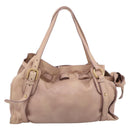 Miu Miu Tote Bag Leather Beige Gold Auth 196841V-3