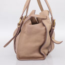 Miu Miu Tote Bag Leather Beige Gold Auth 196841V-5