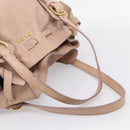 Miu Miu Tote Bag Leather Beige Gold Auth 196841V-7