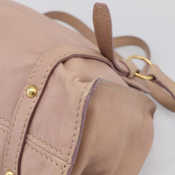 Miu Miu Tote Bag Leather Beige Gold Auth 196841V