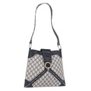 GUCCI GG Supreme Shoulder Bag PVC Navy Gold Auth 196843-1