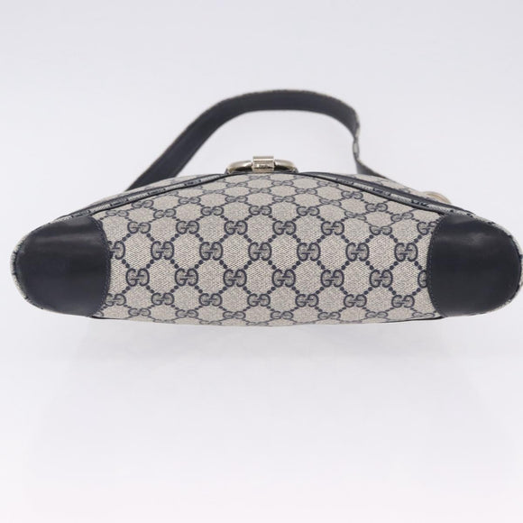 GUCCI GG Supreme Shoulder Bag PVC Navy Gold Auth 196843