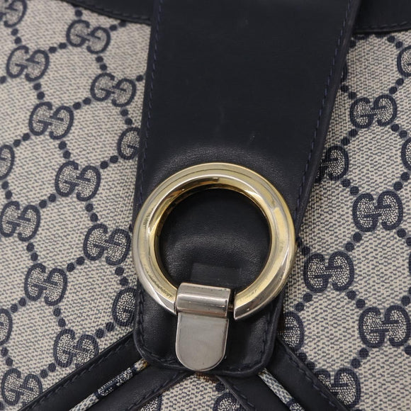 GUCCI GG Supreme Shoulder Bag PVC Navy Gold Auth 196843