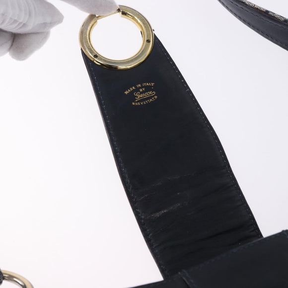 GUCCI GG Supreme Shoulder Bag PVC Navy Gold Auth 196843