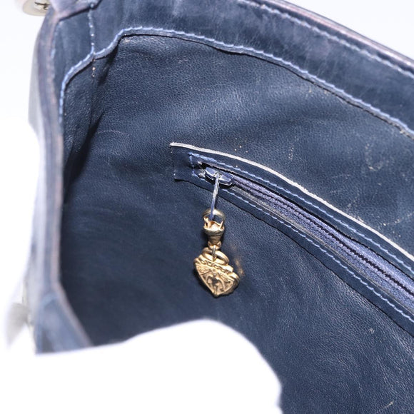 GUCCI GG Supreme Shoulder Bag PVC Navy Gold Auth 196843