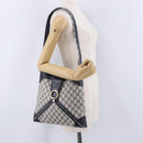 GUCCI GG Supreme Shoulder Bag PVC Navy Gold Auth 196843-23