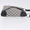 GUCCI GG Supreme Shoulder Bag PVC Navy Gold Auth 196843-3