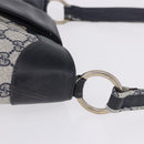 GUCCI GG Supreme Shoulder Bag PVC Navy Gold Auth 196843-4