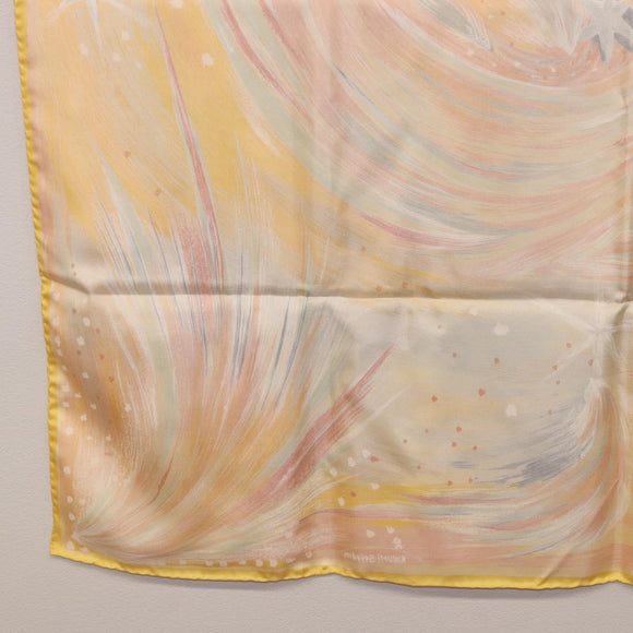 HERMES Carre 90 Scarf ""FEUX DU CIEL"" Silk Yellow Auth 196844M