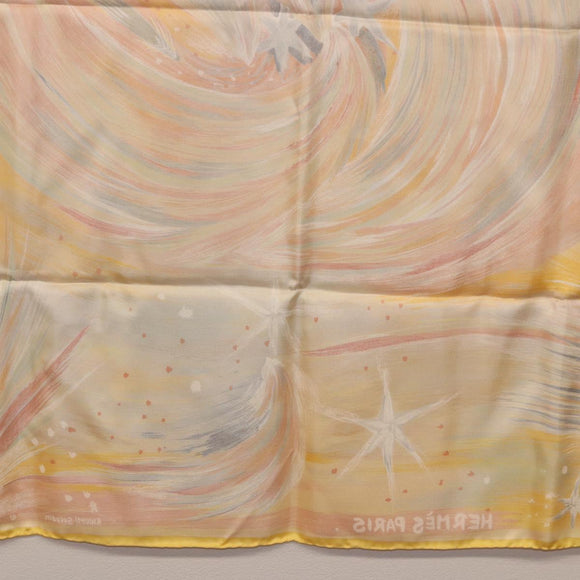 HERMES Carre 90 Scarf ""FEUX DU CIEL"" Silk Yellow Auth 196844M