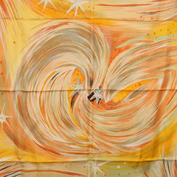 HERMES Carre 90 Scarf ""FEUX DU CIEL"" Silk Yellow Auth 196844M