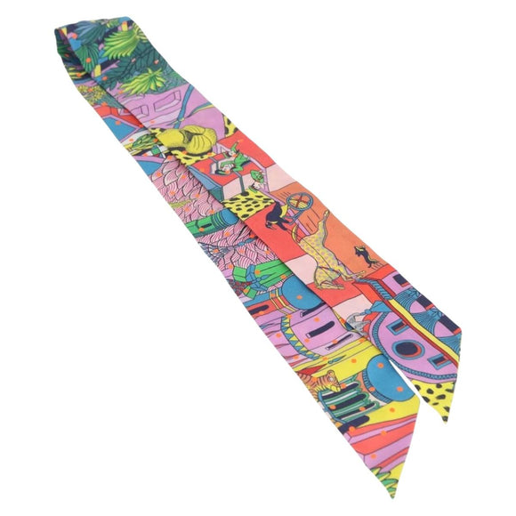 HERMES Twilly Scarf Silk Multicolor Auth 196846