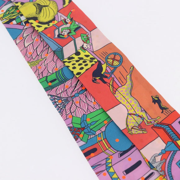 HERMES Twilly Scarf Silk Multicolor Auth 196846