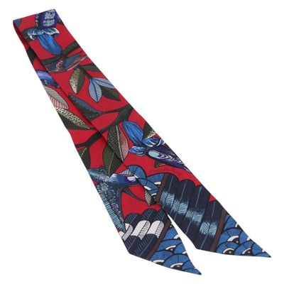 HERMES Twilly Scarf Silk Red Blue Auth 196847M - 0