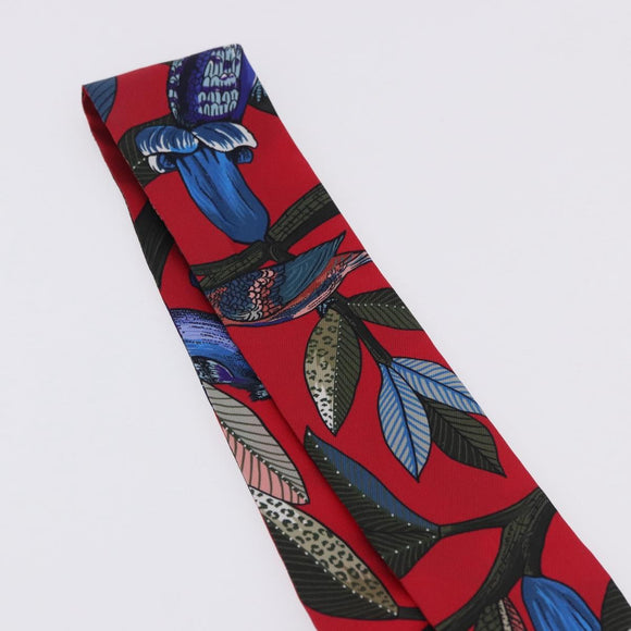 HERMES Twilly Scarf Silk Red Blue Auth 196847M