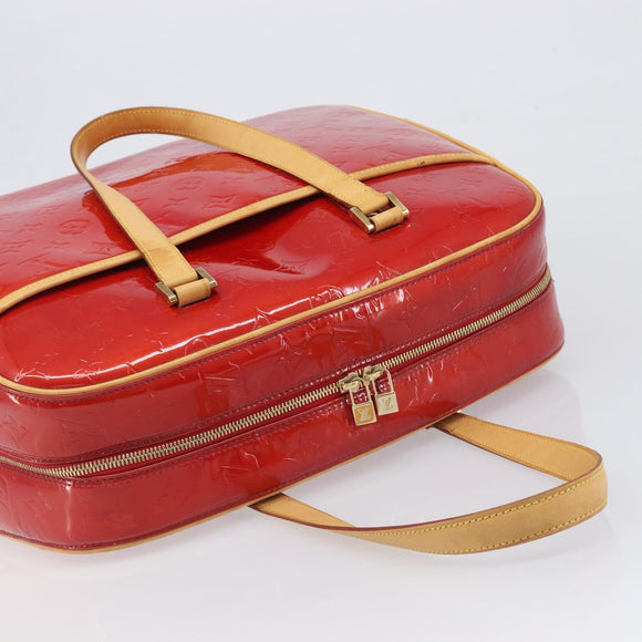 LOUIS VUITTON Monogram Vernis Sutton Hand Bag Red Rouge M91080 LV Auth 196857