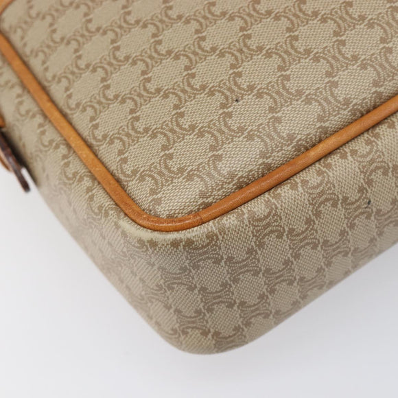 CELINE Macadam Canvas Shoulder Bag PVC Beige Gold Auth 196864