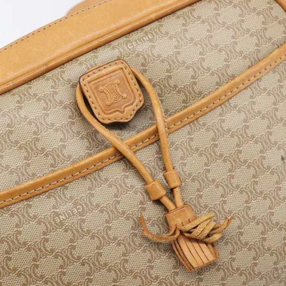 CELINE Macadam Canvas Shoulder Bag PVC Beige Gold Auth 196864