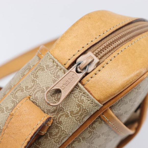 CELINE Macadam Canvas Shoulder Bag PVC Beige Gold Auth 196864