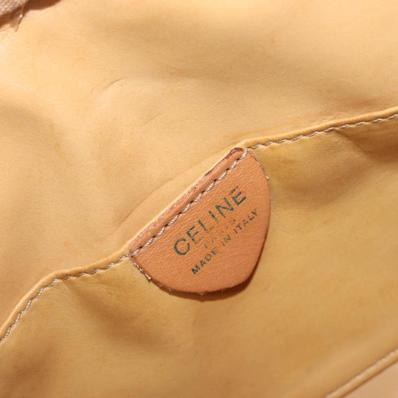 CELINE Macadam Canvas Shoulder Bag PVC Beige Gold Auth 196864