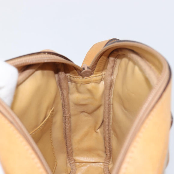 CELINE Macadam Canvas Shoulder Bag PVC Beige Gold Auth 196864