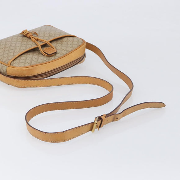 CELINE Macadam Canvas Shoulder Bag PVC Beige Gold Auth 196864