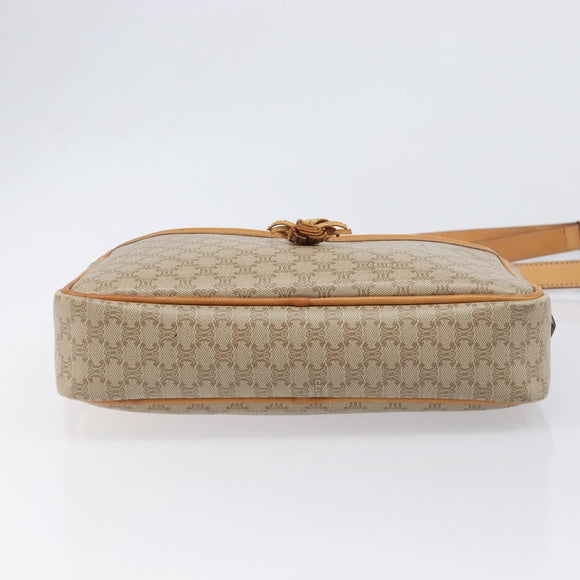 CELINE Macadam Canvas Shoulder Bag PVC Beige Gold Auth 196864