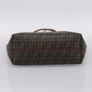 FENDI Zucca Canvas Tote Bag PVC Brown Black Auth 196868-5