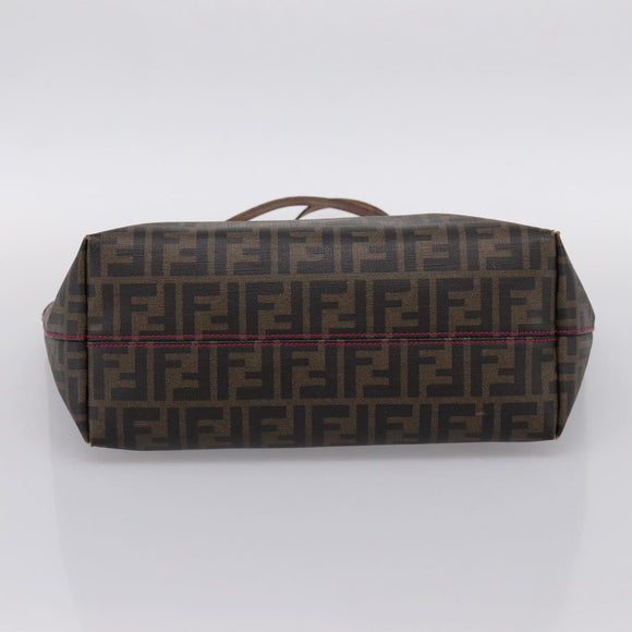 FENDI Zucca Canvas Tote Bag PVC Brown Black Auth 196868