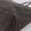 FENDI Zucca Canvas Tote Bag PVC Brown Black Auth 196868-9
