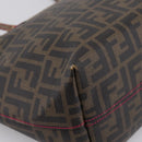FENDI Zucca Canvas Tote Bag PVC Brown Black Auth 196868-15