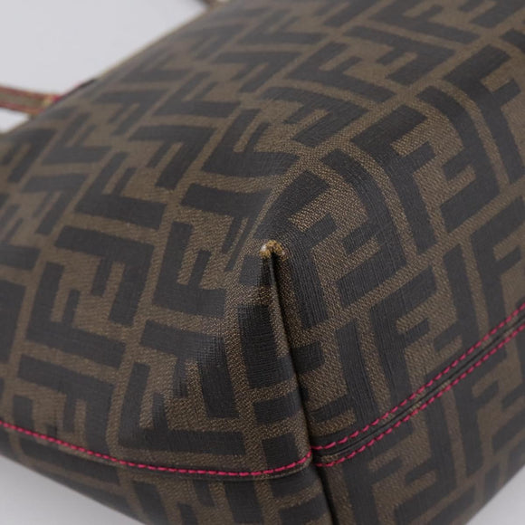 FENDI Zucca Canvas Tote Bag PVC Brown Black Auth 196868
