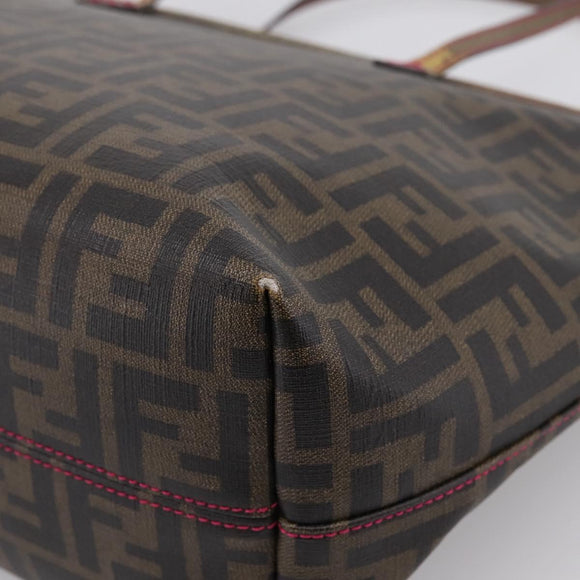 FENDI Zucca Canvas Tote Bag PVC Brown Black Auth 196868