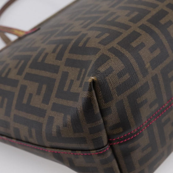 FENDI Zucca Canvas Tote Bag PVC Brown Black Auth 196868