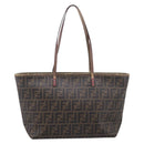 FENDI Zucca Canvas Tote Bag PVC Brown Black Auth 196868-13