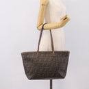 FENDI Zucca Canvas Tote Bag PVC Brown Black Auth 196868-23