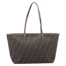 FENDI Zucca Canvas Tote Bag PVC Brown Black Auth 196868-2