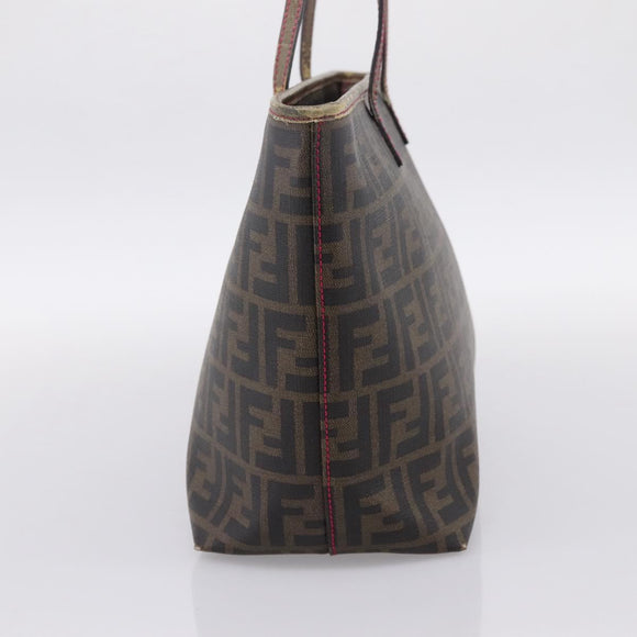 FENDI Zucca Canvas Tote Bag PVC Brown Black Auth 196868