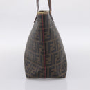 FENDI Zucca Canvas Tote Bag PVC Brown Black Auth 196868-4