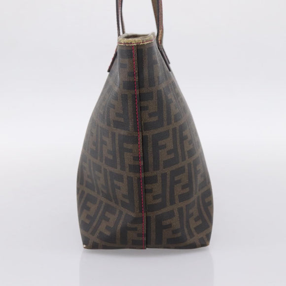 FENDI Zucca Canvas Tote Bag PVC Brown Black Auth 196868