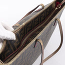 FENDI Zucca Canvas Tote Bag PVC Brown Black Auth 196868-6